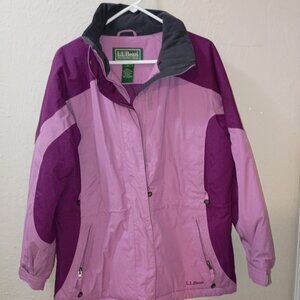 L.L. Bean Women’s Large Colorblock Jacket Pink Purple Full Zip Lightweight